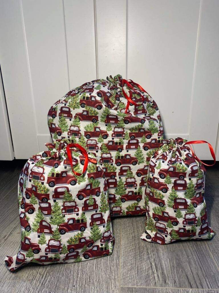 Reusable Christmas Gift Bags - Pick Up Trucks