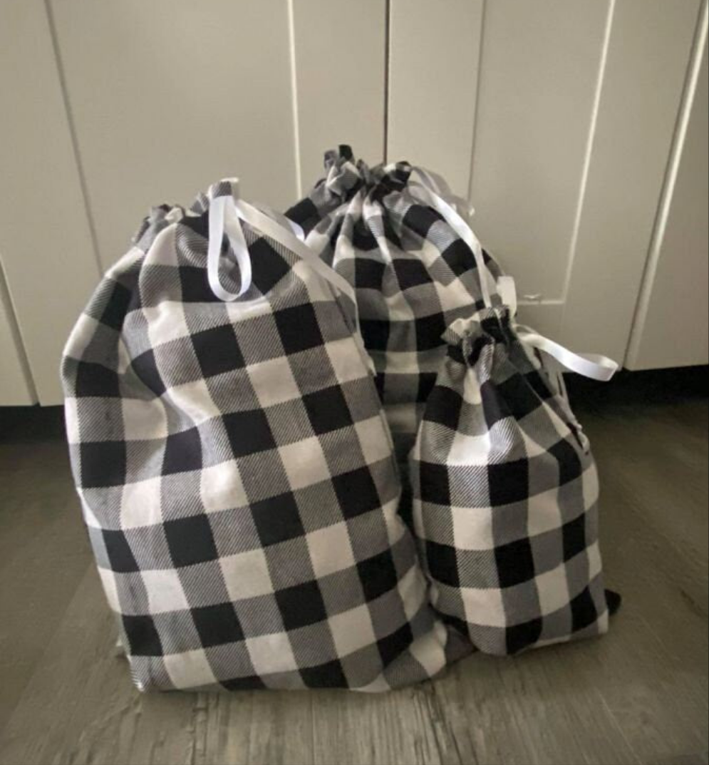 Reusable Gift Bags - Black and White Check