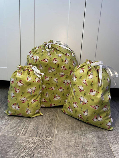 Reusable Gift Bags - Green Gnomes