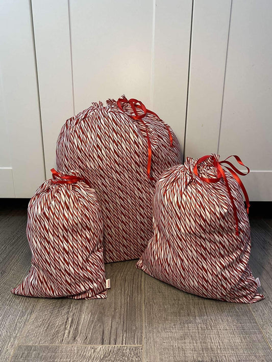 Reusable Christmas Gift Bags - Red Candy Cane