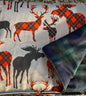 Farmhouse Blanket - Grey Deer and Moose with Black Watch