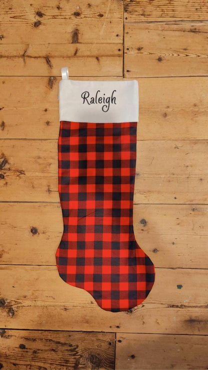 Large Christmas Stocking - Buffalo Check