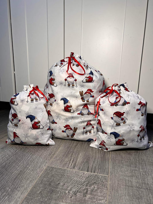 Reusable Gift Bags - Skating Santa