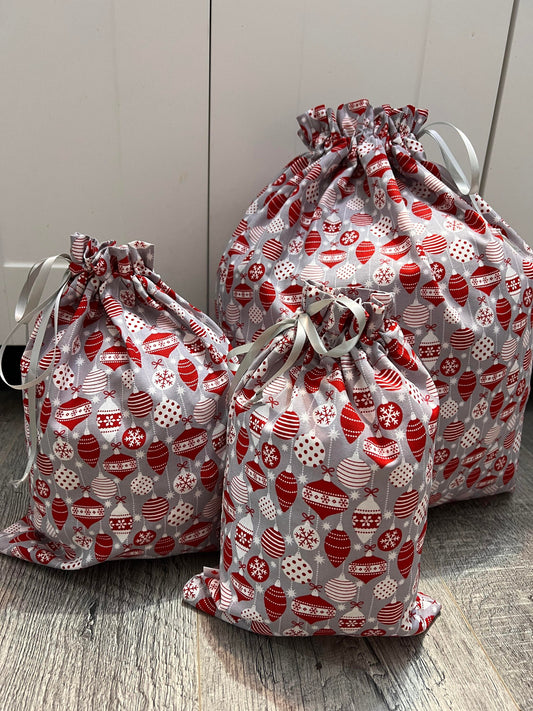 Reusable Gift Bag - Grey Ornaments